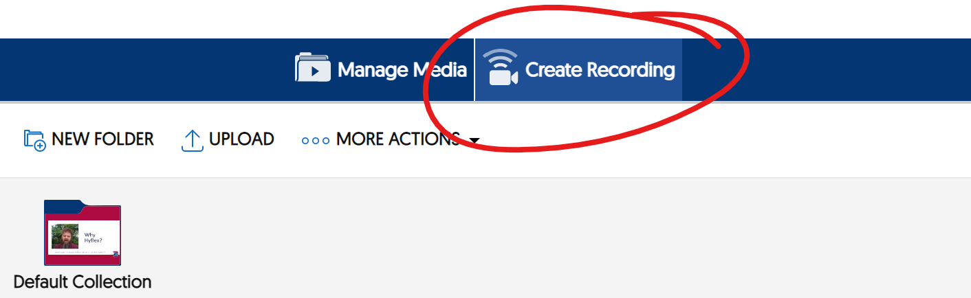 Create recording button highlighted