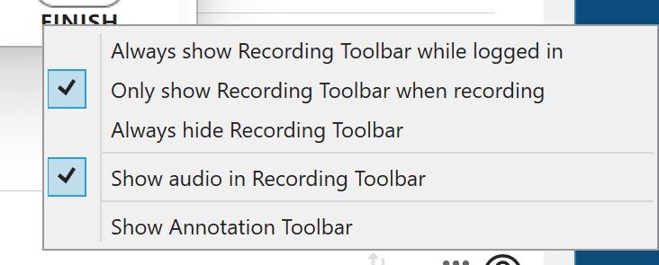 recording options