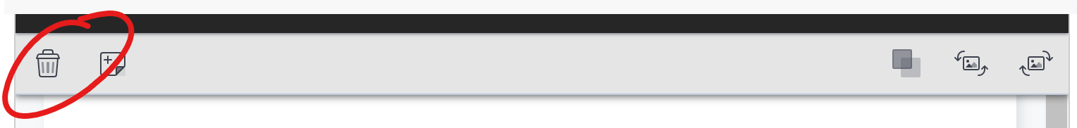 toolbar, trashcan icon highlighted