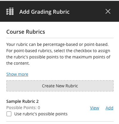 Add grading rubric window 