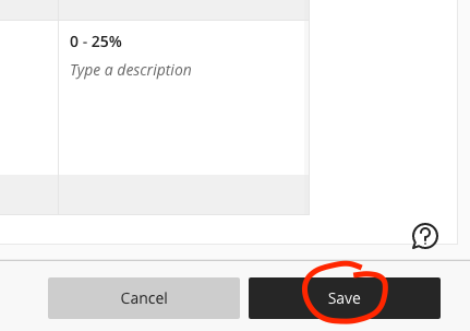 Save rubric button