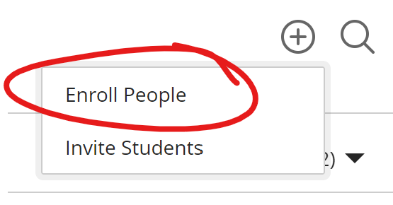 + button clicked, enroll people menu item highlighted