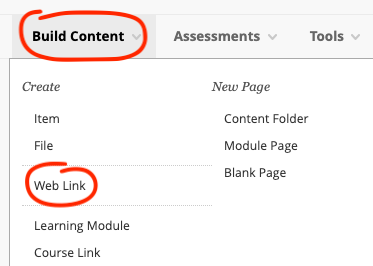 build content and add web link buttons