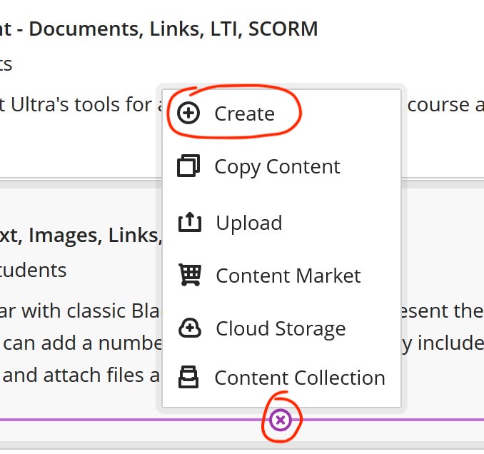 create content button