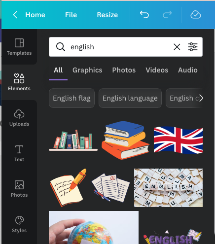 Search the word English