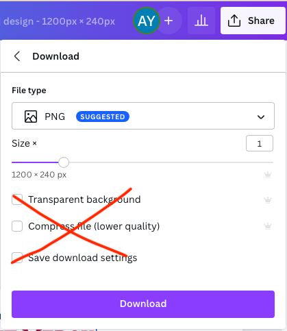Extra download settings which can be turned off