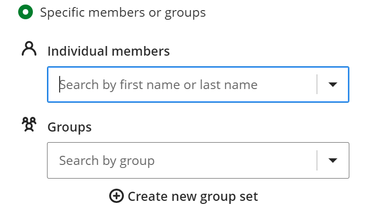 specific members or groups section of panel
