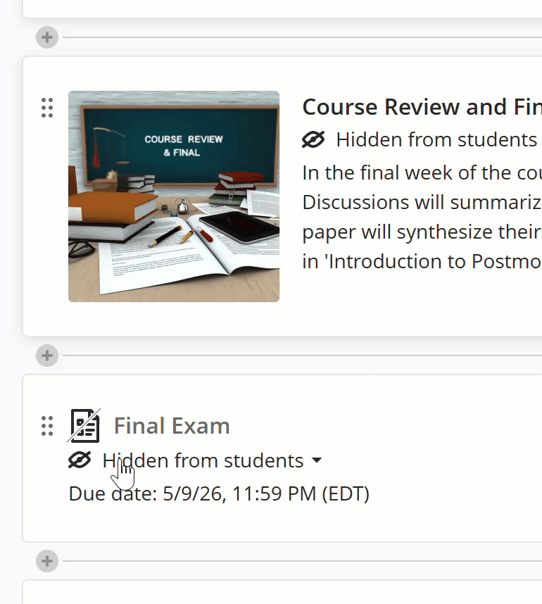 action to add to a learning module