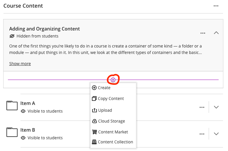 action to add to a learning module