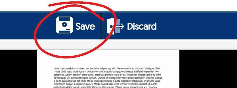 Save button in context, highlighted