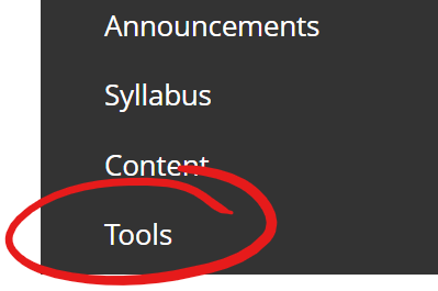 course menu tools selection