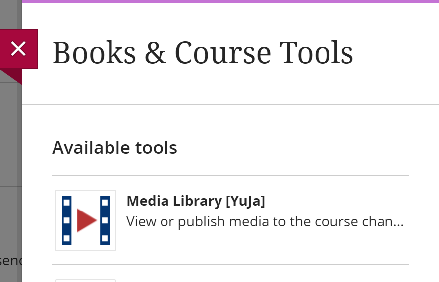 Available tools list focused on Medial Library selection