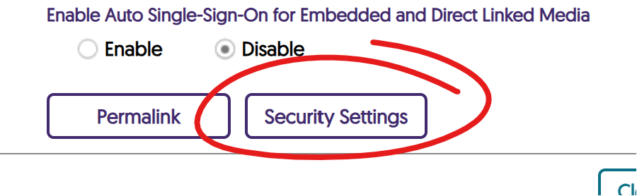 security settings button, circled