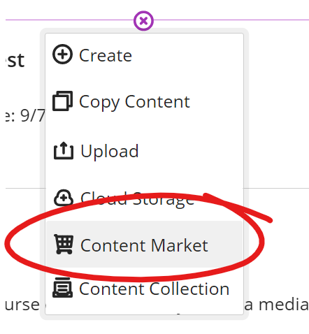 add menu, content market highlighted