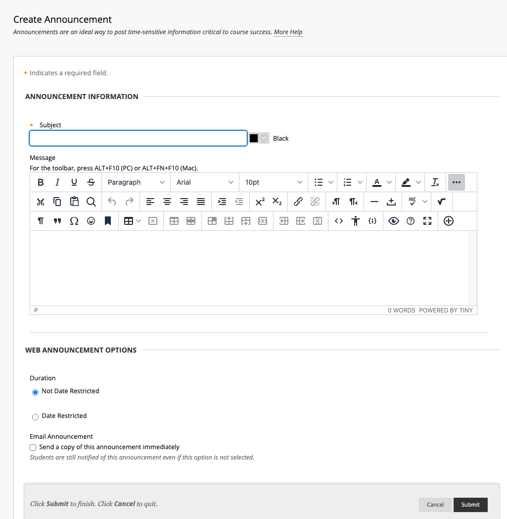 Compose announcement window