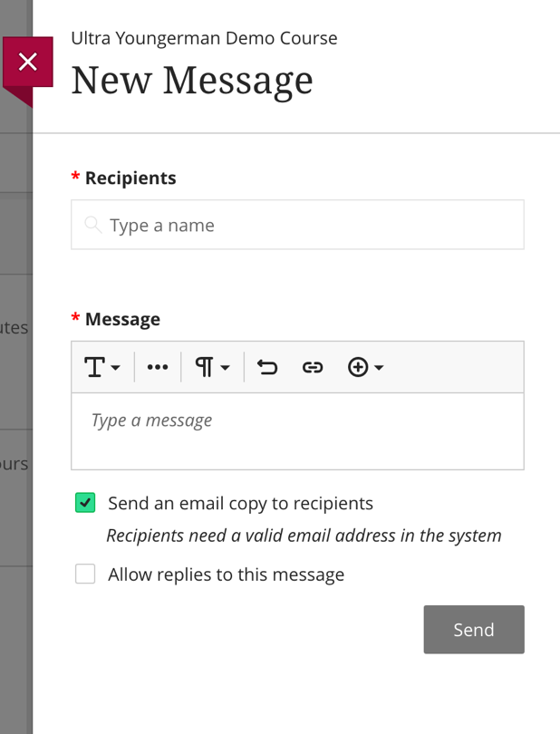 Send email copy selection option