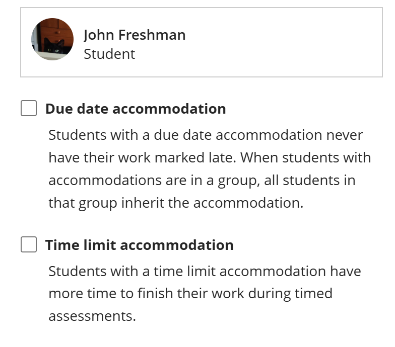 Accommodations panel