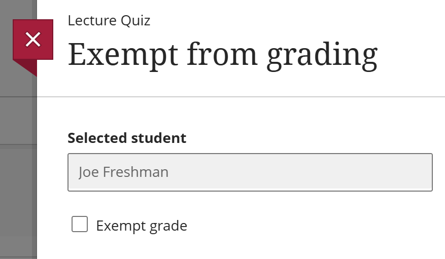 Exemption pane content