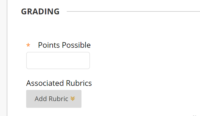 Grading section, both points possible and rubric button