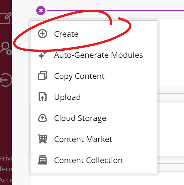 add menu, create circled