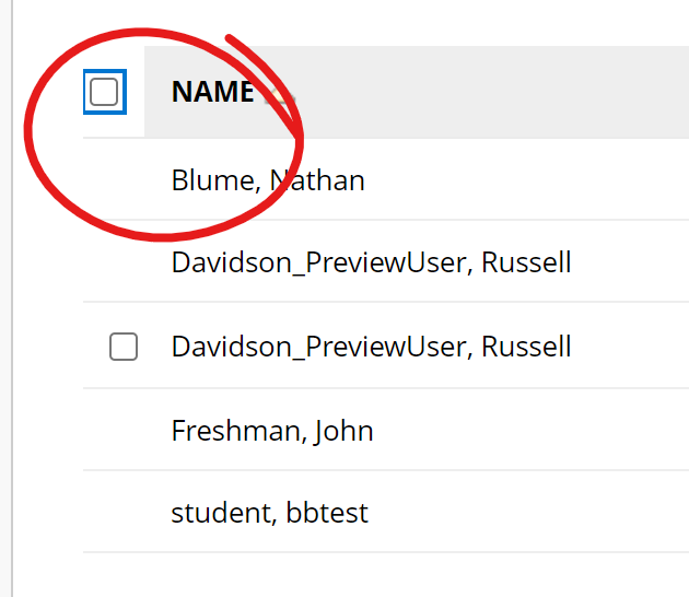 Names table, select all checkbox highlighted