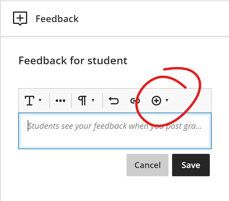 Feedback box with insert media button highlighted