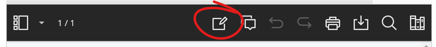 narrow-width menu with draw on document tools button highlighted