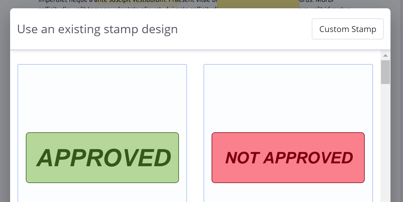 Stamp options