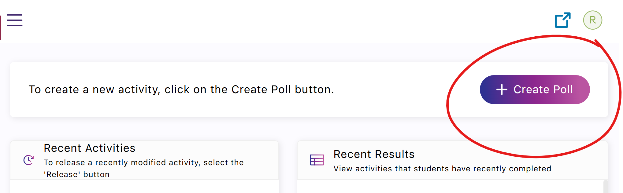 Top of Poll manager tool window, create poll button circled.