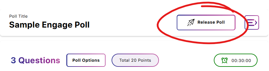 Top of activity page, release poll button circled
