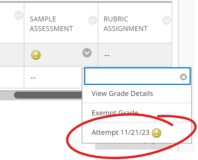 pulldown list for cell for sample assessment submission