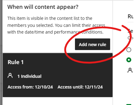 add new rule button in context, circled.