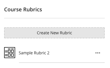 Create new rubric button or access existing rubrics buttons