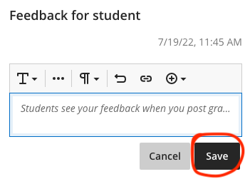 Feedback Save button