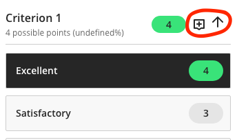 Arrow button to collapse or expand criteria and achievements