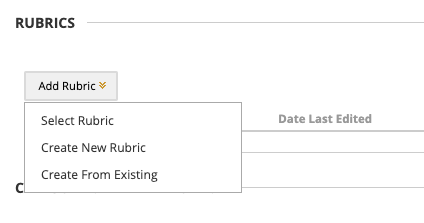 Add rubric drop down menu