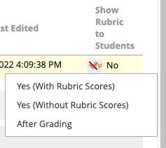 drop down menu to change student visibility