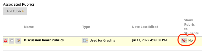 View of associated rubrics within edit assignment or edit test question