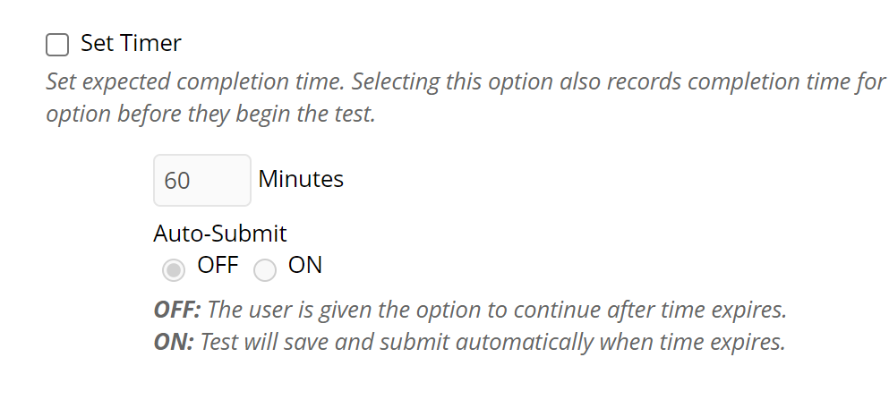 time limit options