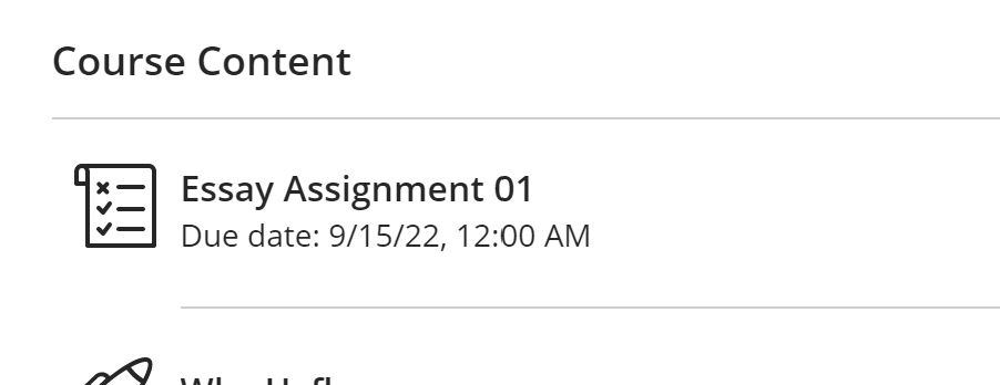 assignment in course content menu