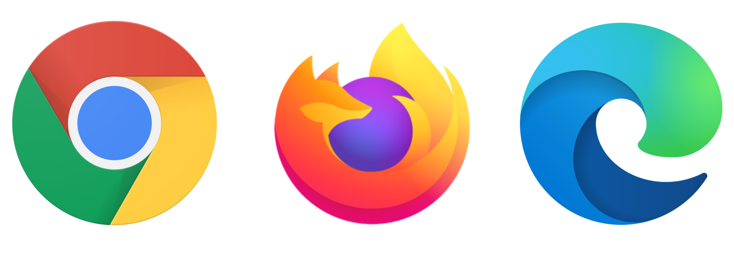 Chrome, Firefox, and Edge browser icons