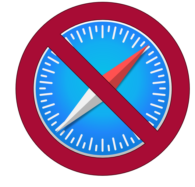 Safari browser icon, crossed out.
