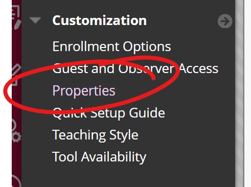 course properties selection