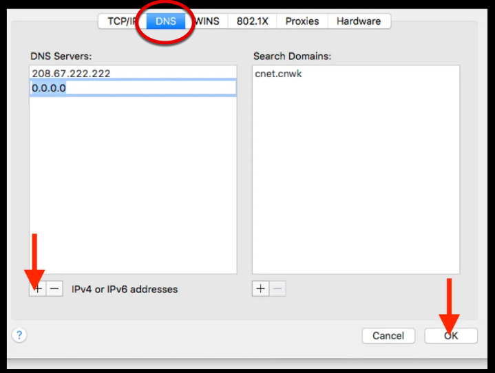 Screencap of adding DNS numbers