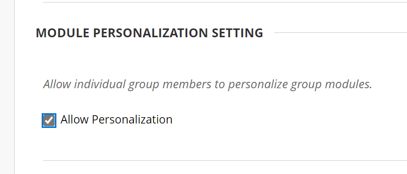 module personalization setting
