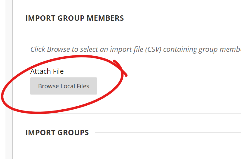 Browse Local files button under import group members