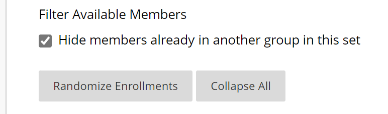 filter members, randomize enrollments buttons
