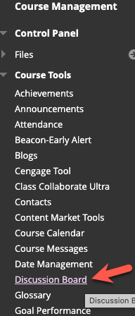 Shows the list of course tools in the course menu.
