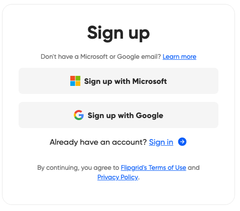 Sign up with Microsoft selectio