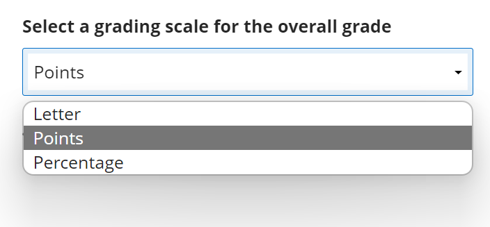 select grading scale options